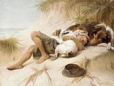 Margaret Collyer Young Boy Asleep with Dogs by Unknown Artist